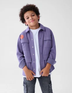 Towelling Patch Overshirt Paars