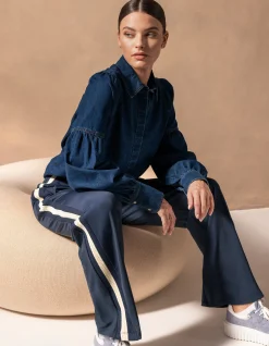 Travel Tape Wide Leg Broek Donkerblauw By Mieke