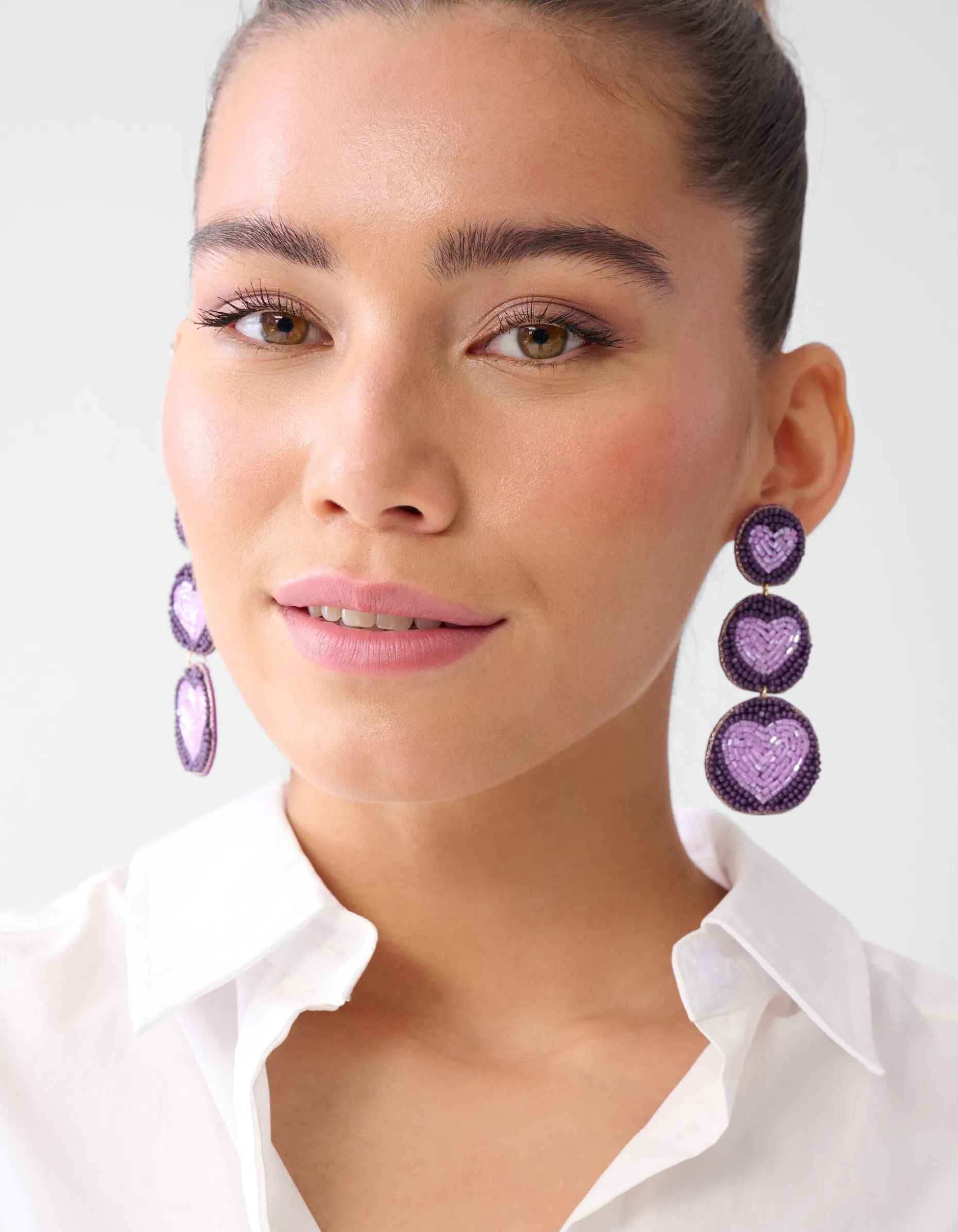 Triple Heart Oorbellen Paars