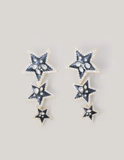 Triple Star Oorbellen Zwart