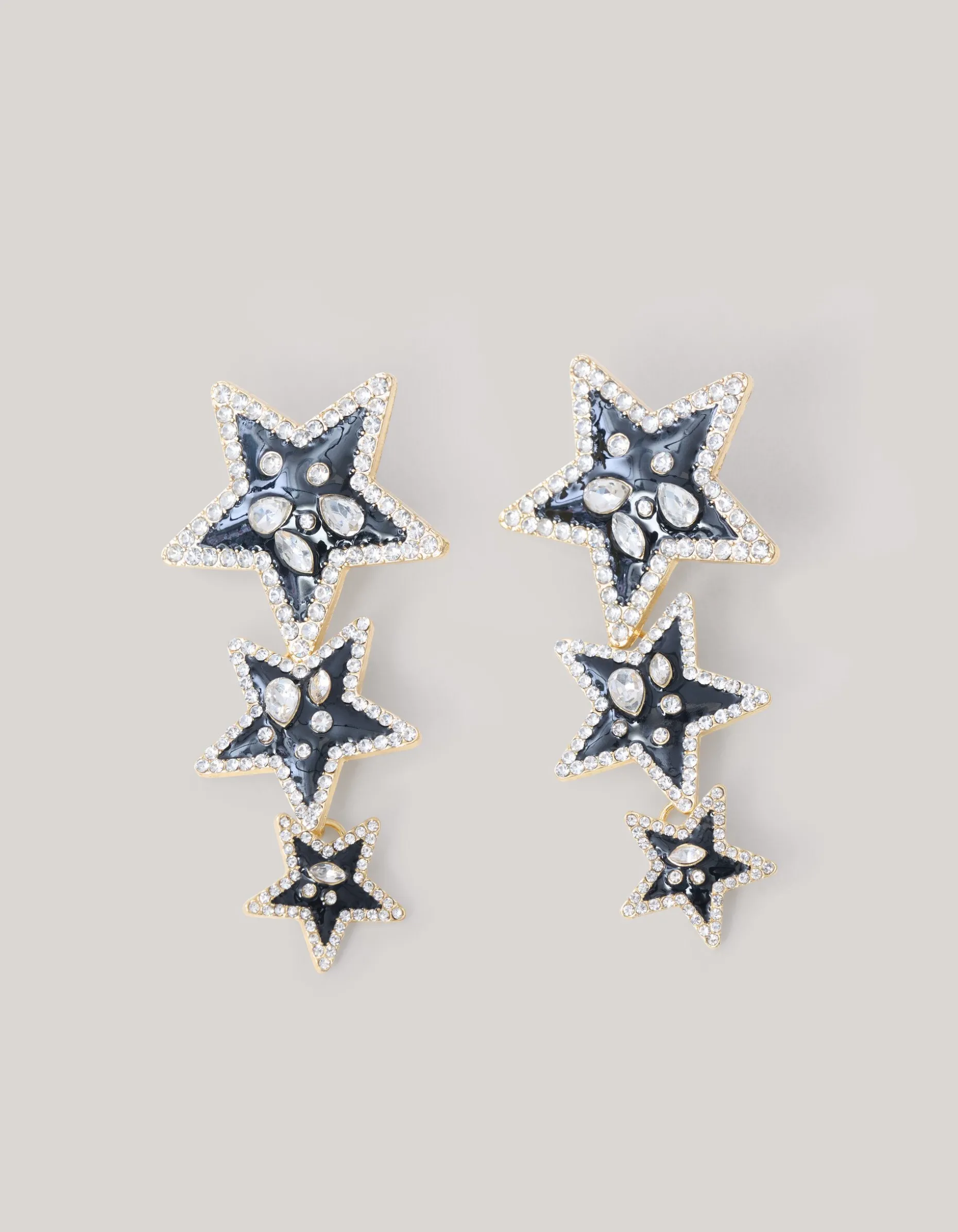 Triple Star Oorbellen Zwart