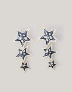 Triple Star Oorbellen Zwart