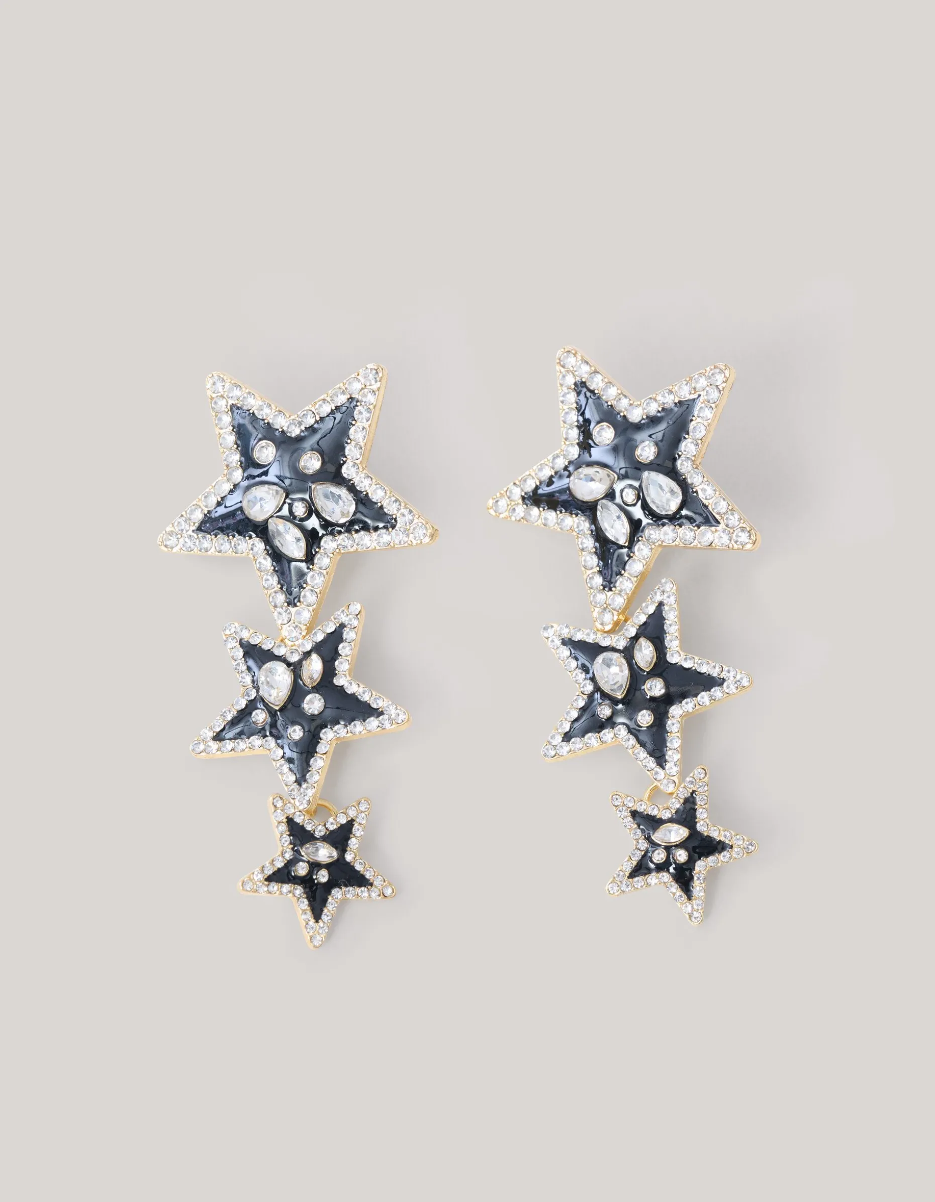Triple Star Oorbellen Zwart