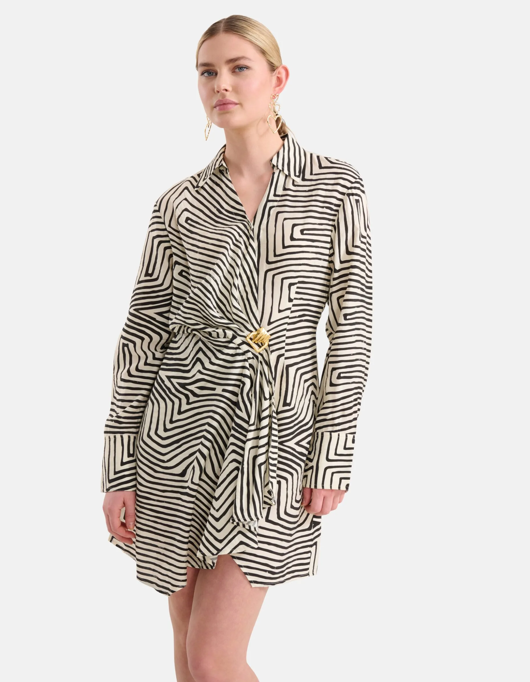 Twisted Buckle Jurk Gebroken Wit