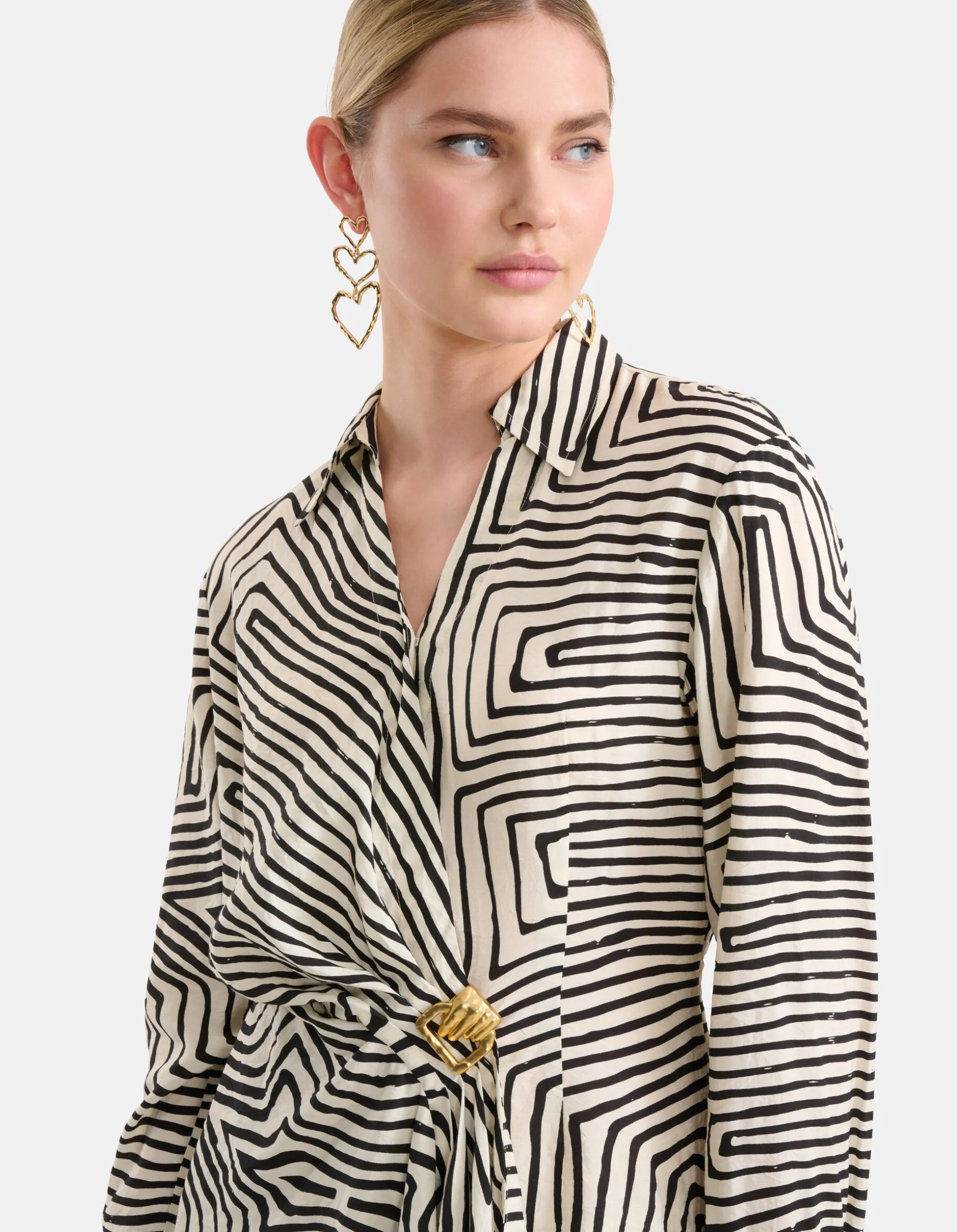 Twisted Buckle Jurk Gebroken Wit