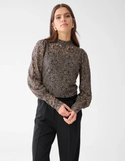 Two Tone Kanten Top Bruin