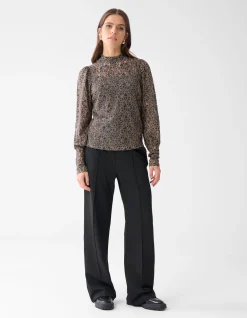 Two Tone Kanten Top Bruin