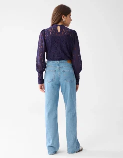 Two Tone Kanten Top Donkerpaars