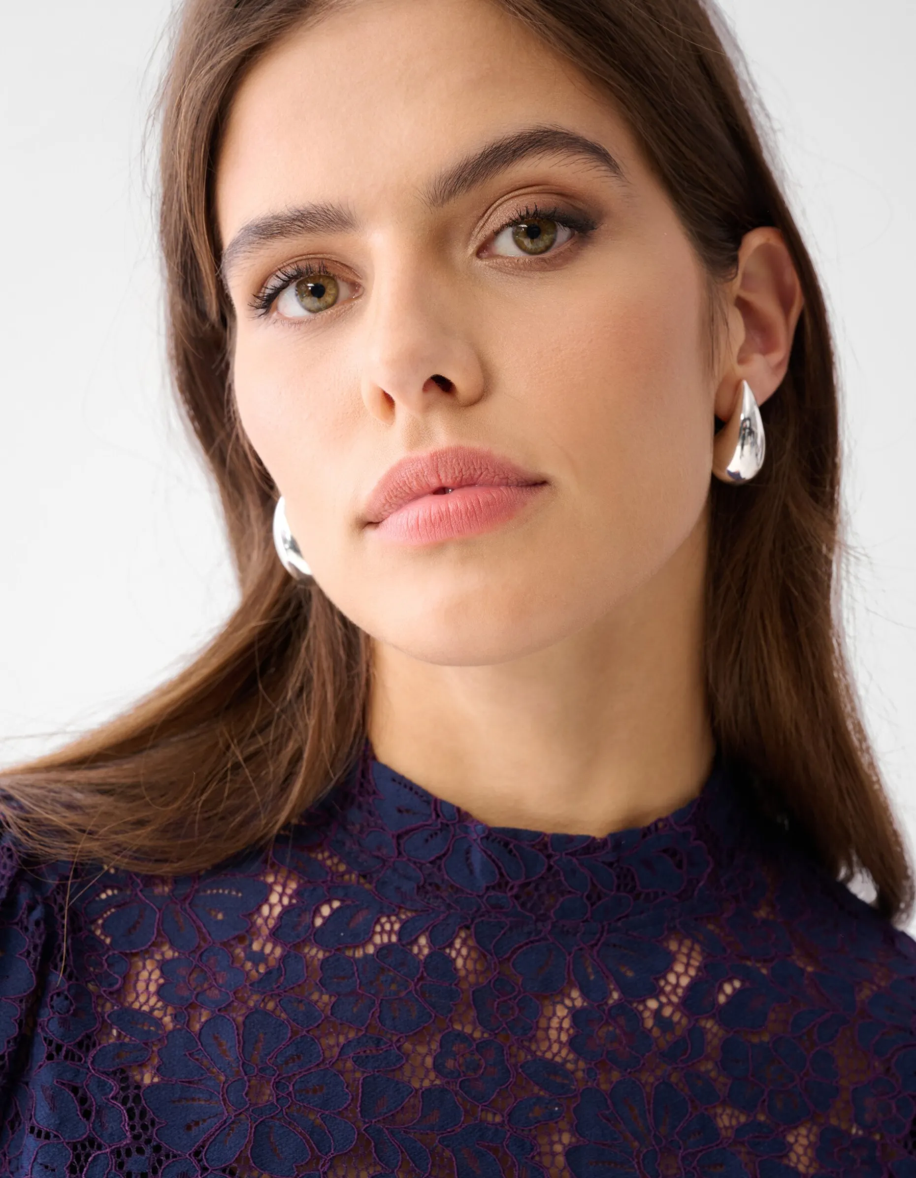 Two Tone Kanten Top Donkerpaars