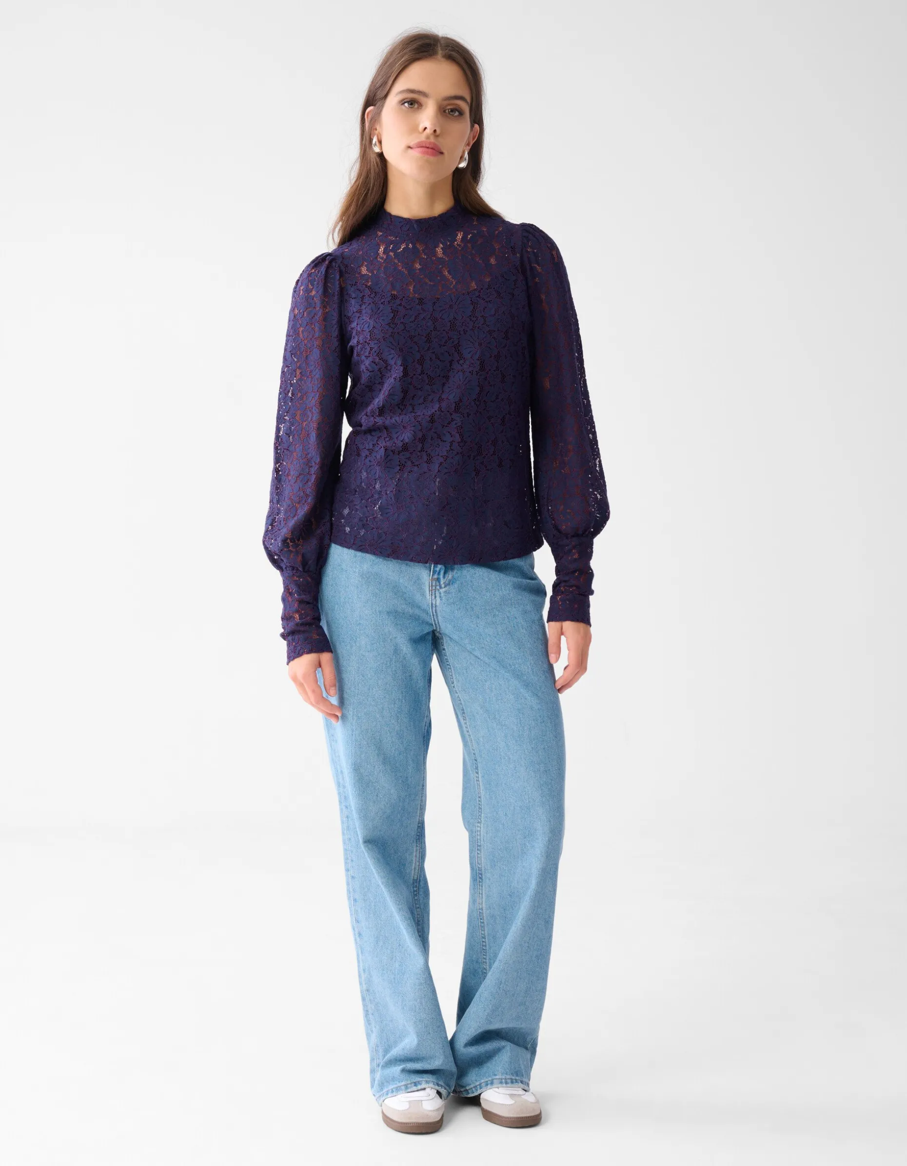 Two Tone Kanten Top Donkerpaars