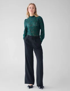 Two Tone Kanten Top Donkergroen