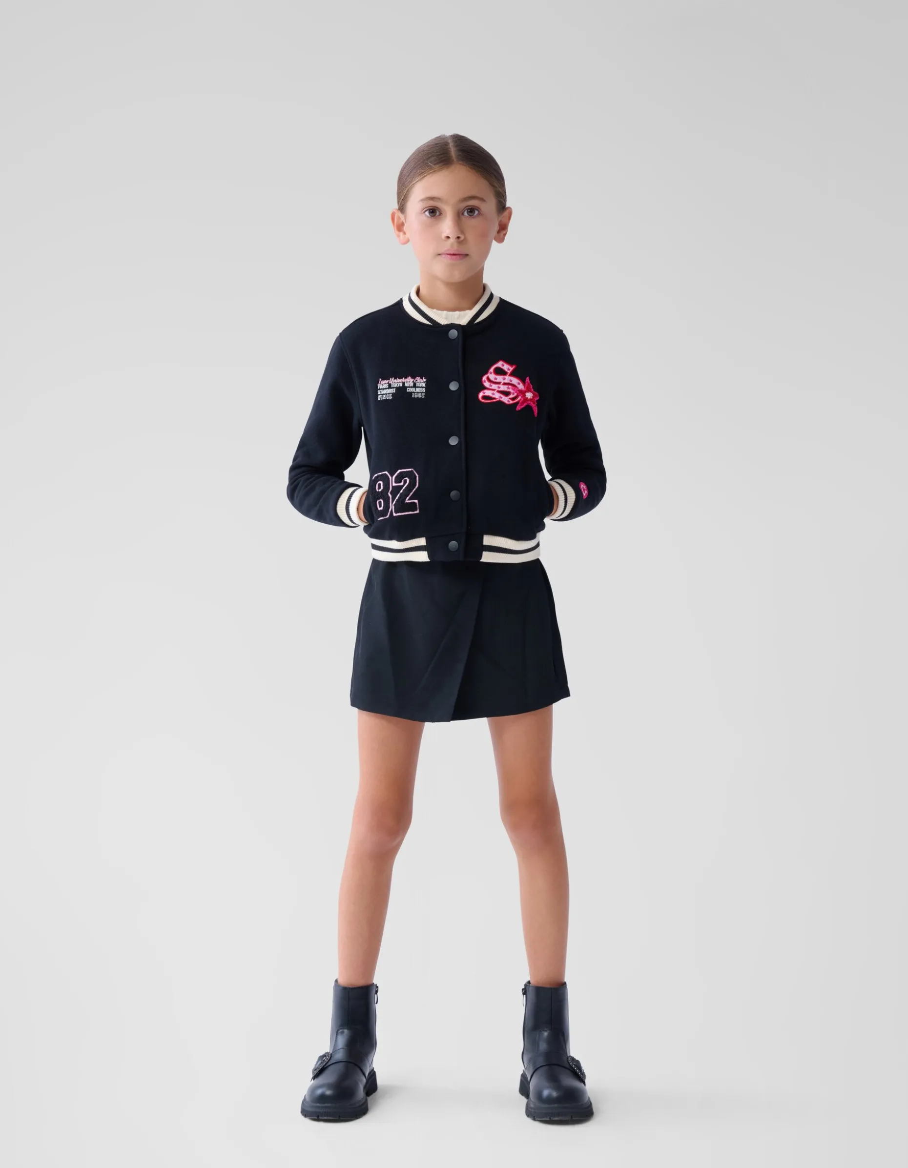 Varsity Bomber Zwart