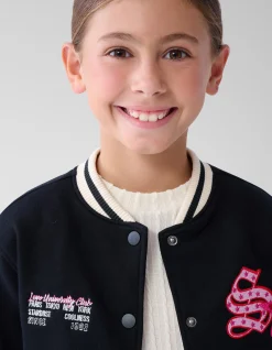 Varsity Bomber Zwart