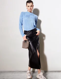 Vegan Leren Cargo Rok Zwart