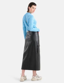 Vegan Leren Cargo Rok Zwart