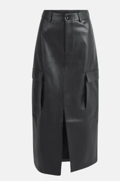 Vegan Leren Cargo Rok Zwart