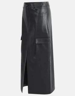 Vegan Leren Cargo Rok Zwart