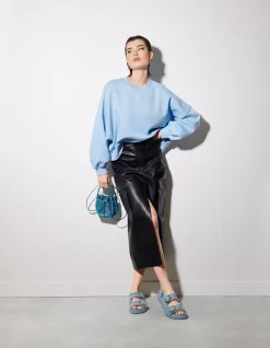 Vegan Leren Cargo Rok Zwart