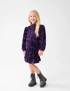 Velvet Pailletten Mini Rok Paars