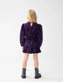 Velvet Pailletten Mini Rok Paars