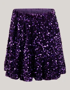 Velvet Pailletten Mini Rok Paars
