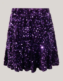 Velvet Pailletten Mini Rok Paars