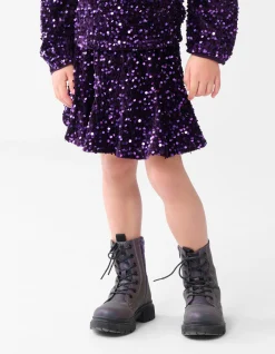 Velvet Pailletten Mini Rok Paars