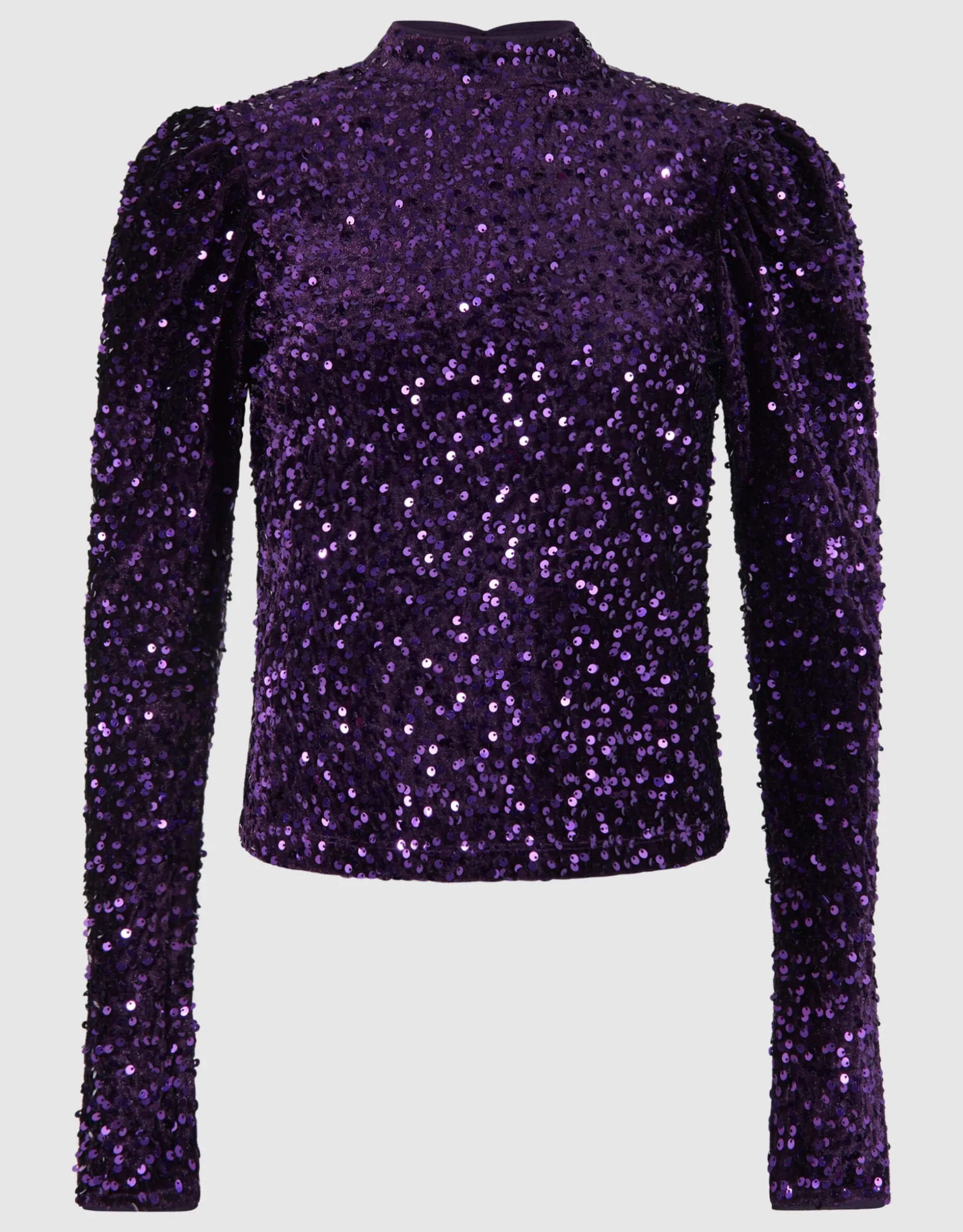 Velvet Pailletten Top Donkerpaars