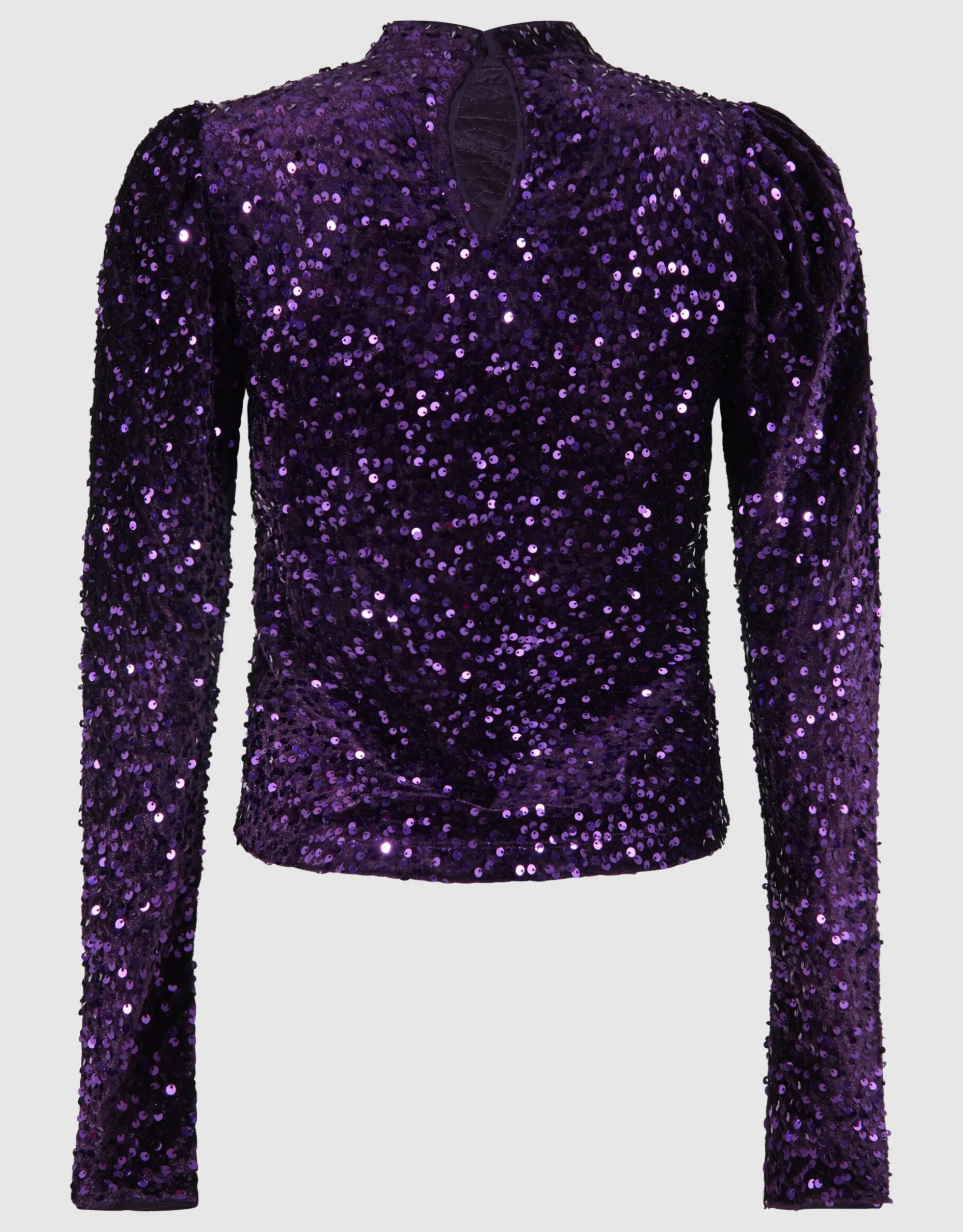 Velvet Pailletten Top Donkerpaars