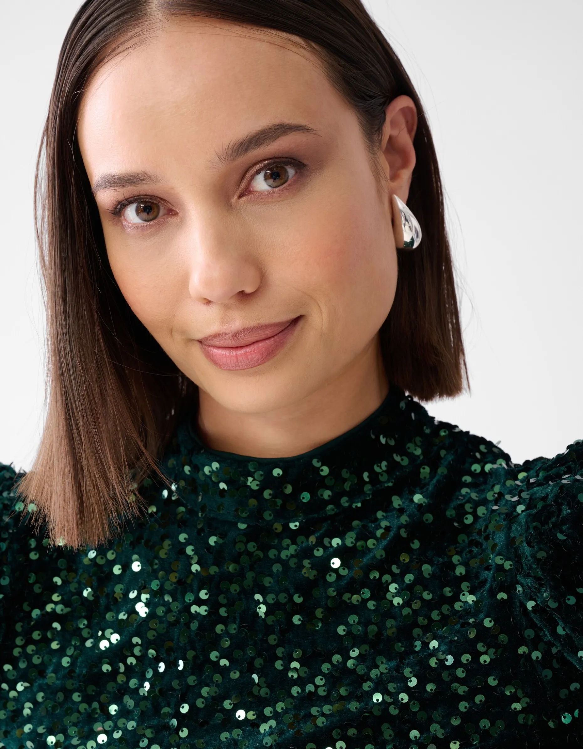 Velvet Pailletten Top Donkergroen