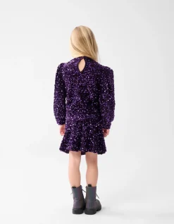 Velvet Pailletten Top Paars