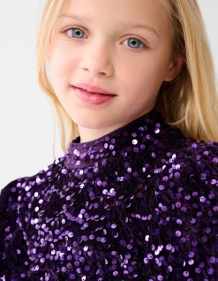 Velvet Pailletten Top Paars