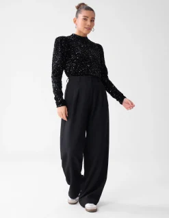 Velvet Pailletten Top Zwart