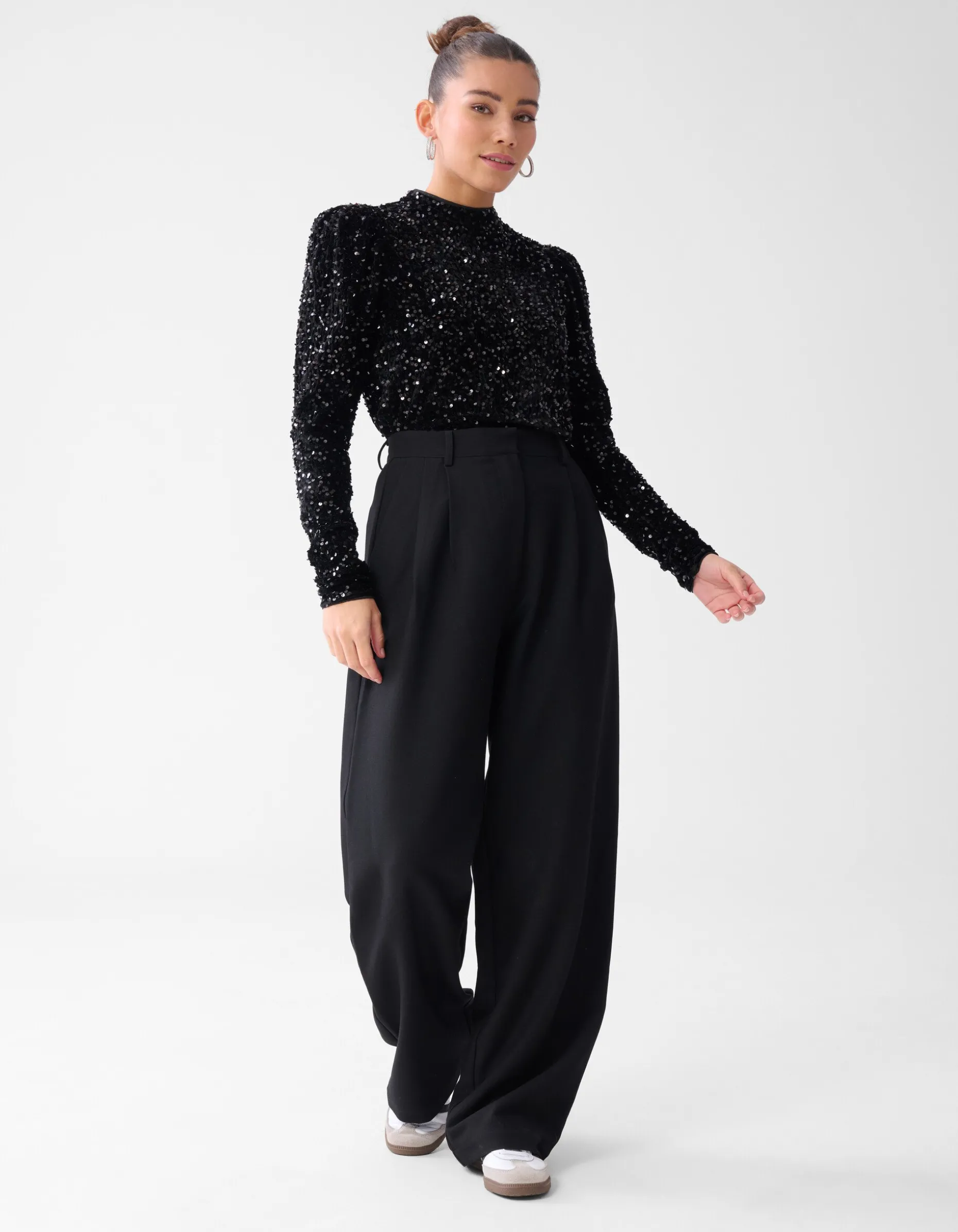 Velvet Pailletten Top Zwart