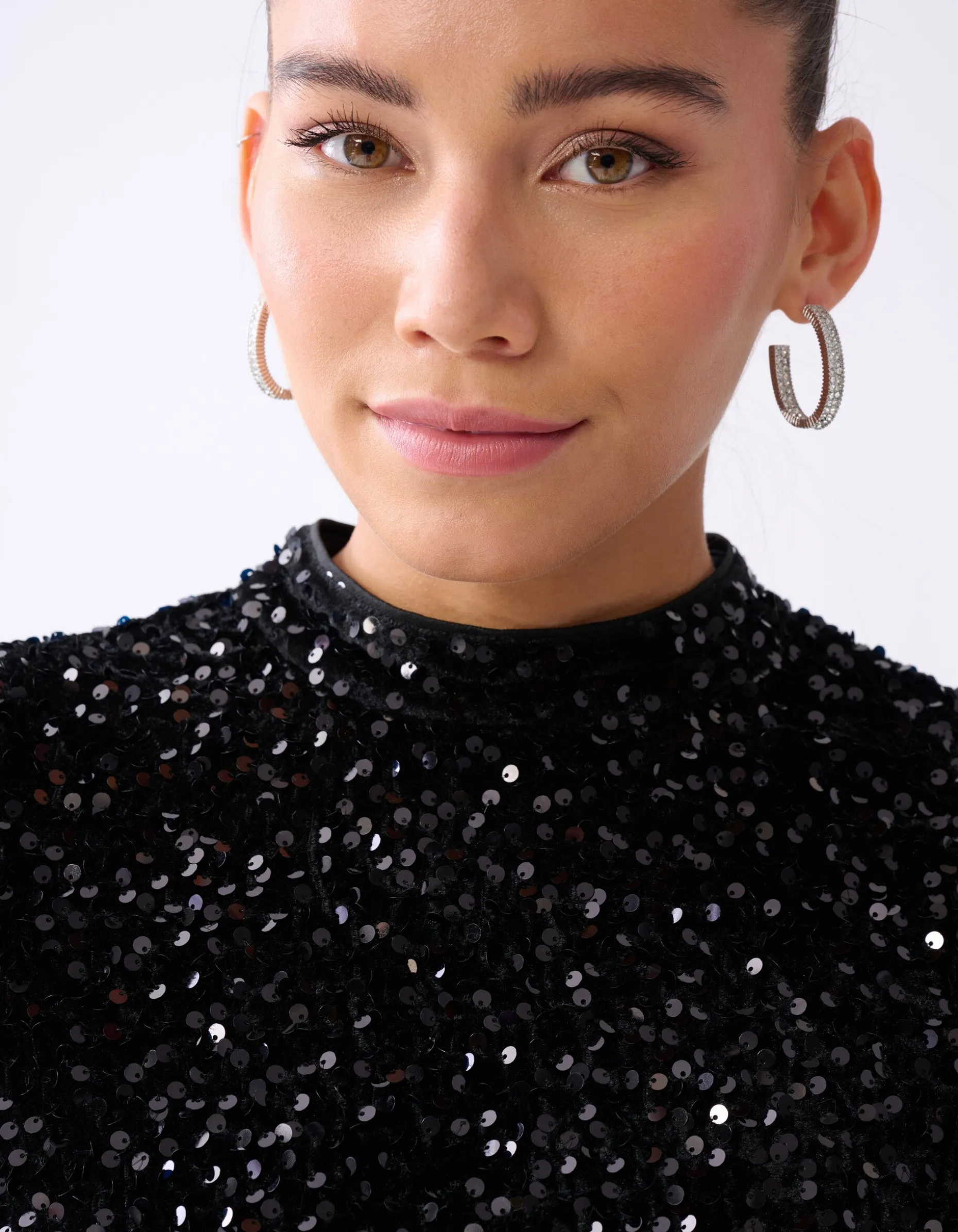 Velvet Pailletten Top Zwart