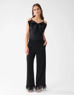 Veren Wide Leg Broek Zwart By Lizzy