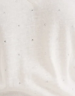 V-hals Strass T-shirt Gebroken Wit By Mieke