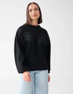 Vintage Patch Trui Zwart