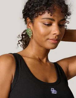 Vintage Strass Oorbellen Groen