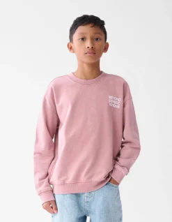 Washed Artwork Sweater Donkerroze