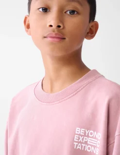 Washed Artwork Sweater Donkerroze