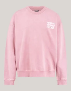 Washed Artwork Sweater Donkerroze