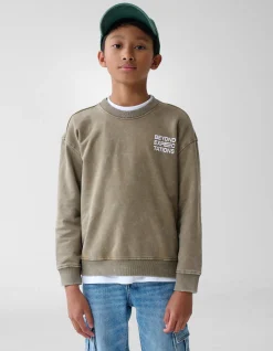 Washed Artwork Sweater Khaki