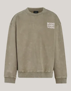 Washed Artwork Sweater Khaki