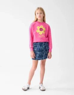 Washed Artwork Sweater Roze