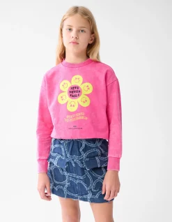Washed Artwork Sweater Roze