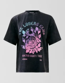 Washed Artwork T-shirt Donkergrijs