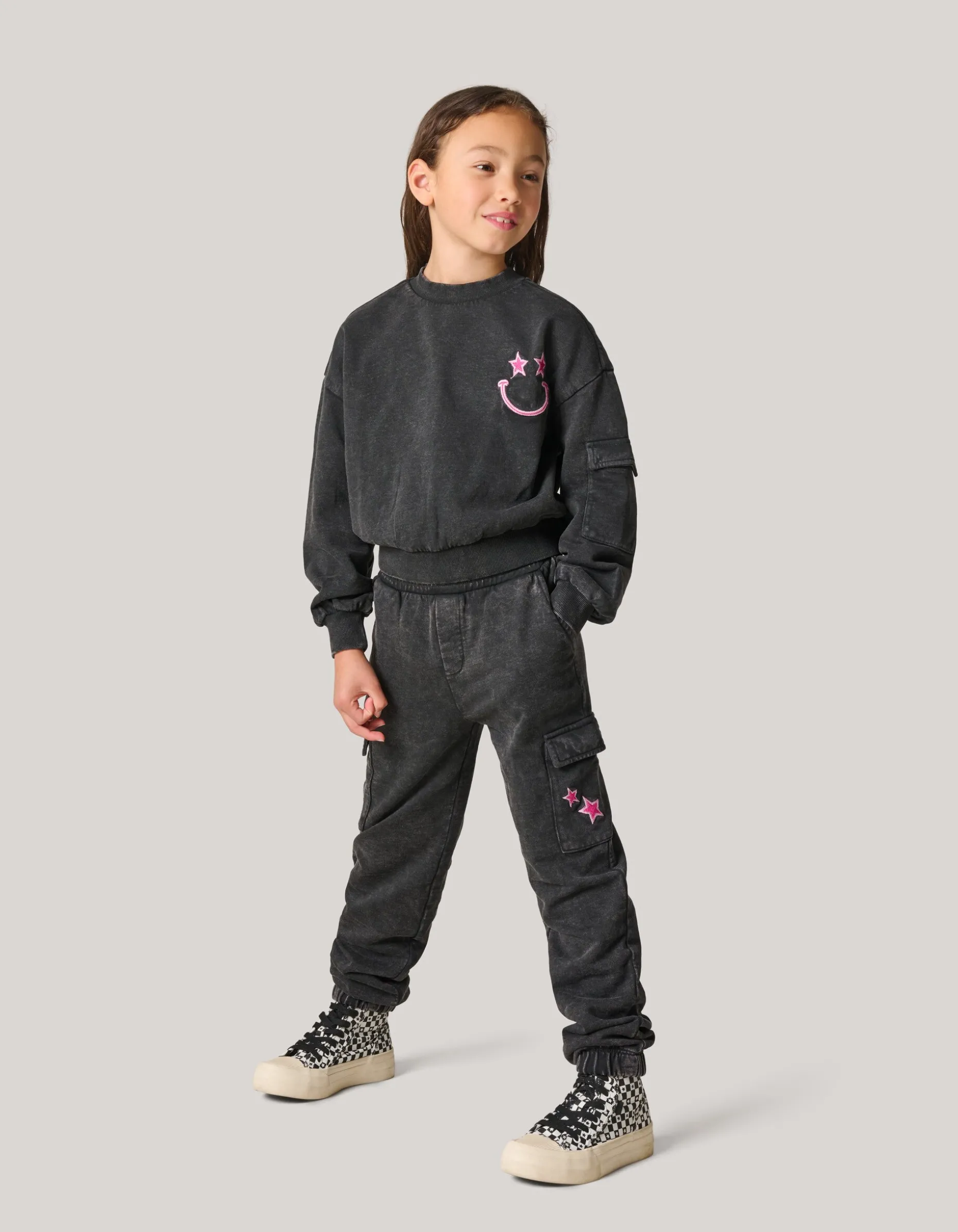 Washed Cargo Broek Grijs