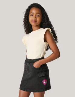 Washed Denim Rok Donkergrijs