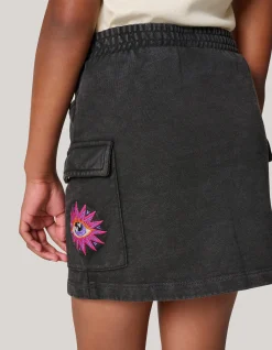 Washed Denim Rok Donkergrijs